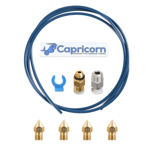 Creality Capricorn Teflon Tube for 1.75mm Filament, 1M PTFE Bowden Tubing Ender 3 Ender 3 Pro Ender 3 V2, Ender 5 Pro, CR-10, CR-6 SE,Include Nozzle*4 Capricorn Ptfe Teflon Tube-blue