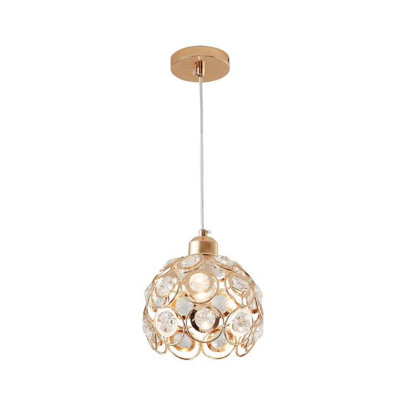 Buy Becailyer Mini Single Crystal Pendant Light, Gold Basket Cage