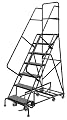Tri-Arc KDED107246 7-Step All-Directional Steel Rolling Industrial & Warehouse Ladder with Perforated Tread, 24-Inch Wide Steps