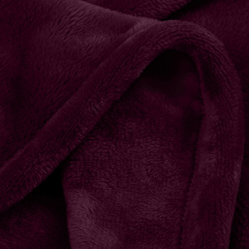 Amazon Basics Überwurf Kuscheldecke, Nicht beheizt, aus weichem, samtigem Plüsch, 168 x 229 cm, Aubergine