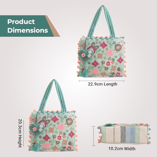 Image of Boho Girl Mini Tote Bag for Women Whimsical Jacquard Handbag with Adjustable Strap Stylish and Elegant Ladies Crossbody Shoulder Purse, Sling Bag Perfect Birthday, Anniversary and Wedding Gift