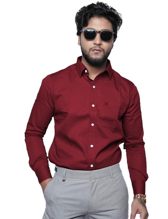 Image of Men's Slim Fit 100% Cotton Solid Full Sleeve Shirt | Premium Casual & Formal Wear for Men