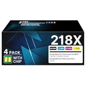 218X 218A Toner Cartridges 4 Pack High Yield 3301fdw 3201dw (with Chip) Replacement for HP 218X 218A Color Laserjet Pro MFP 3301cdw 3301sdw Printer Ink, W2180X W2180A, 218X Toner
