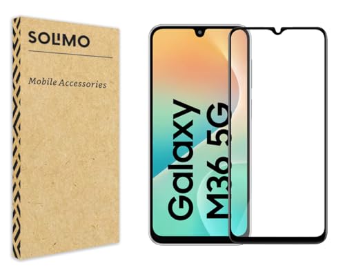 Image of Amazon Brand - Solimo Tempered Glass Screen Protector Compatible with Samsung Galaxy M36 5G Transparent Protective Film [Clear HD]