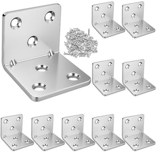 Xyxu L Brackets for Wood 10pack Heavy Duty 40x40x40mm Metal Right Angle Corner Brackets for Wood with Screws 2mm Thick Galvanised Steel 90 Degree L Shaped Bracket as Joining Fixing Repair Connector
