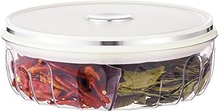 Round Spice Organizer Box with Lid – 5-Compartment Clear Seasoning Container for Kitchen – BPA-Free Food Grade Storage for Herbs, Dried Chili, Star Anise & More