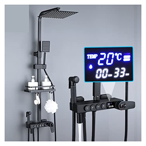 Système de douche en laiton noir et chromé pour une salle de bain moderne