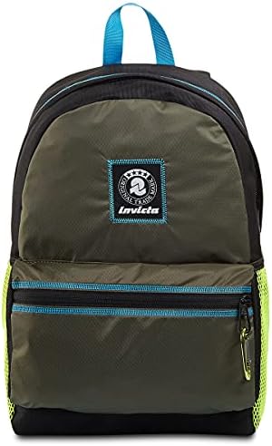 Invicta Zaino Viaggio CAMPUS M, Zaino Monoscomparto Con Fondo Rinforzato Verde Tasca Porta Pc E Porta Borracia Con Manglia Per Trasporto Laterale Zaino Viaggio E Temo Libero