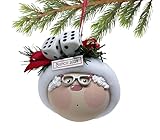 Mrs Claus Bunko Bunco Gift Christmas Glass Ornament Dice Hand Painted Handmade Personalized Eye Glasses May Vary W207 F