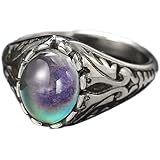 Jude Jewelers Stainless Steel Temperature Sensative Color Changing Mood Indication Retro Vintage Wedding Statement Valentines Ring (Silver, 7)