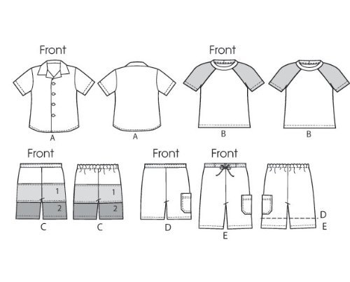 Mccall Patterns M6548 Children's/Boys' Shirt, Top And Shorts, Size Cce (3-4-5-6) #TOP1