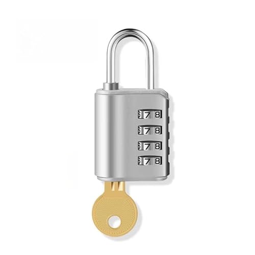 4 Digit Padlock, [New Version] Combination Lock with 2 Keys, Outdoor Waterproof Padlock for School Gym Locker, Sports Locker, Case, Toolbox, Bag, Backpack, Suit Case, Bike（Black and Silver） (Silver)