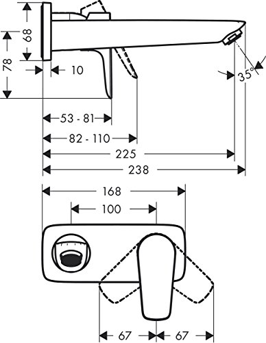 hansgrohe Wasserhahn Talis E Unterputz (Armatur mit Auslauf Länge 225mm für Wandmontage) Chrom - Image 3