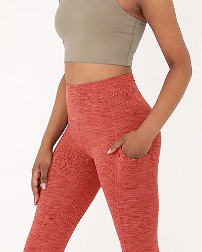 Ododos High Waist Yoga Pants For Women With Pockets, Tummy Control Running Sports Workout Yoga Leggings-25 Inseam, Spacedye Hot Coral, Xx-Large #TOP3
