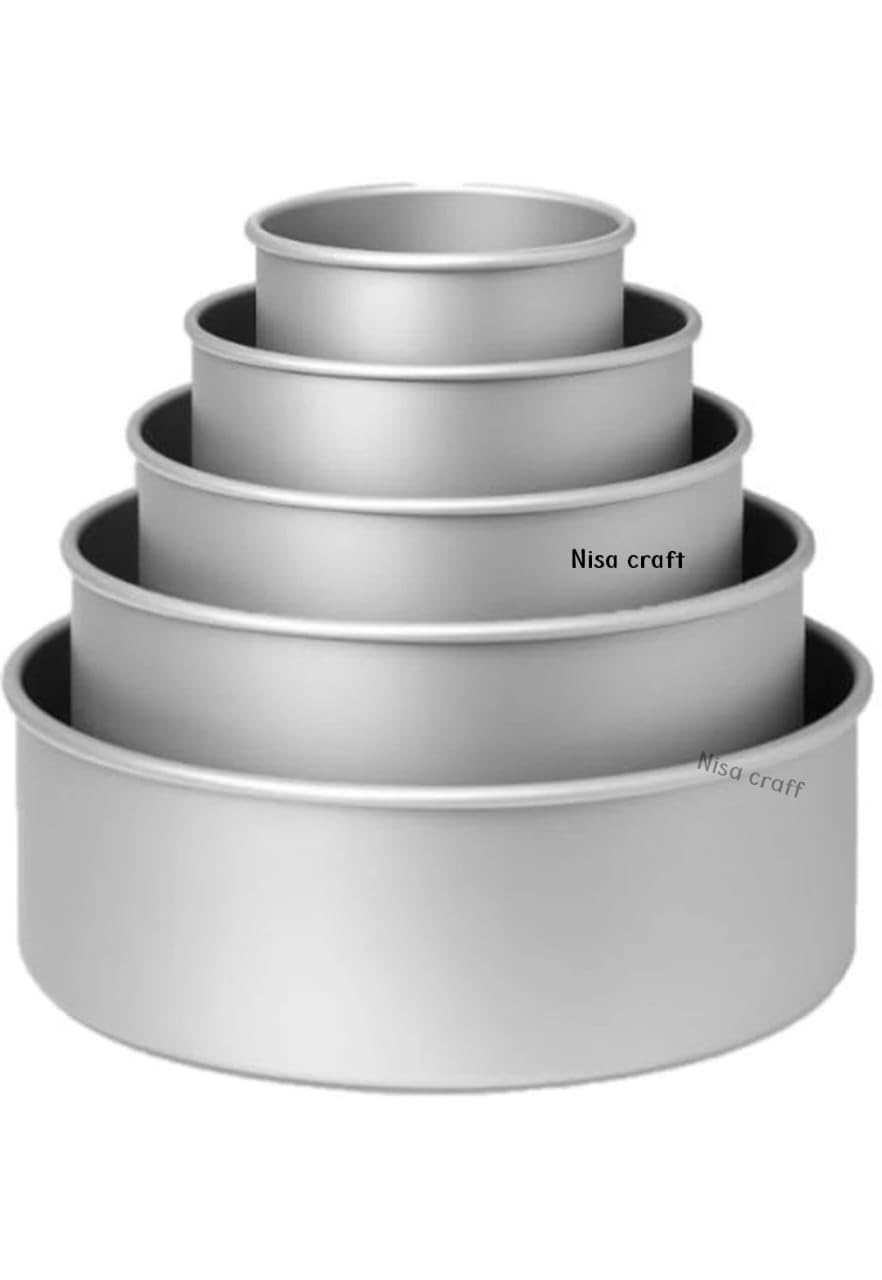 UK Baker Aluminum Round Cake Pan Set (5 Pcs | 4 to 8 Inch | 3" Height) – Multipurpose Nonstick Cake Moulds for Baking & Layered Cakes-image-6