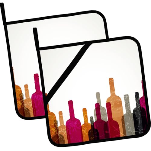 Colorful Abstract Wine Pot Holders Set of 2,Kitchen Heat Resistant Potholder for BBQ Cooking Baking,Food Hot Pad for Women Men