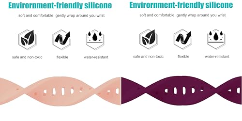 Image of ACM Pack of 2 Watch Strap Silicone Belt 20mm compatible with Inbase Urban Lyf M Smartwatch Casual Classic Band (Creame Pink /Purple)
