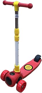 سكوتر للاطفال مع 3 عجلات LED مسند - ارتفاع قابل للتعديل من الى 11 سنة لون احمر طفل