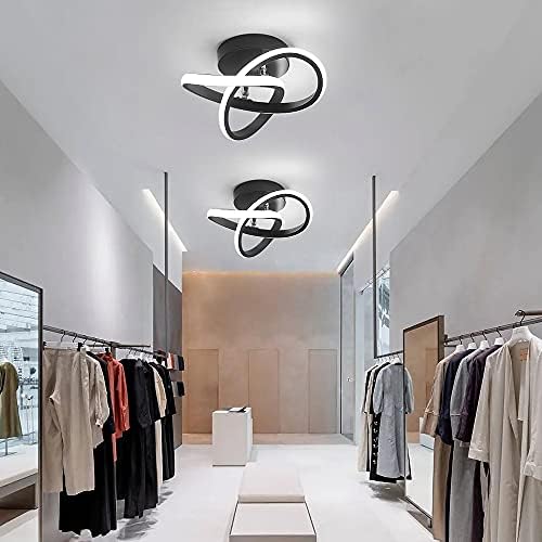 Goeco Modern LED Ceiling Lights 22W Modern Spiral Design LED Ceiling Lamp for Aisle,Bedroom Hotel,Kitchen,Stair Hallway Lights Ceiling, Cold White 6500K (Black)