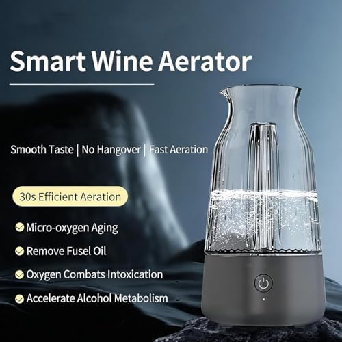 Aireador y dispensador de vino eléctrico, aireación de 30 segundos con un solo clic, vertedor de vino con bolsa de almacenamiento para vino tinto y whisky