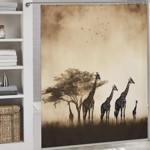 Rideau de douche girafe 183x183 cm imperméable en tissu polyester pour baignoire d'angle - 2