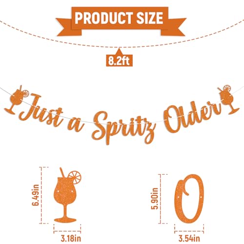 Image of Just a Spritz Older Banner - Spritz Bar Sign, Spritz Party Decor, Lemon Citrus Birthday Party Decorations Orange Glitter