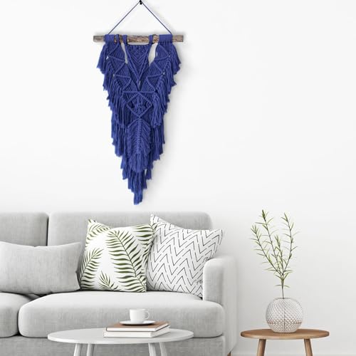 Image of ZUEXT Macrame Cord, Sapphire Blue, 5mm x 109yds Cotton String Macrame Yarn | 100% Natural Handmade, 4 Strands Twisted Cotton Rope, For Wall Hanging Plant Hangers Gift Wrapping Tapestry DIY Crafts, 100m