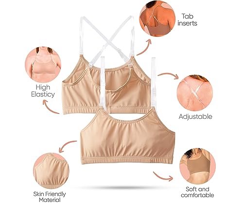 Clementine Girls' Pull-on Bra Detachable Elastic See Through Shoulder Straps4