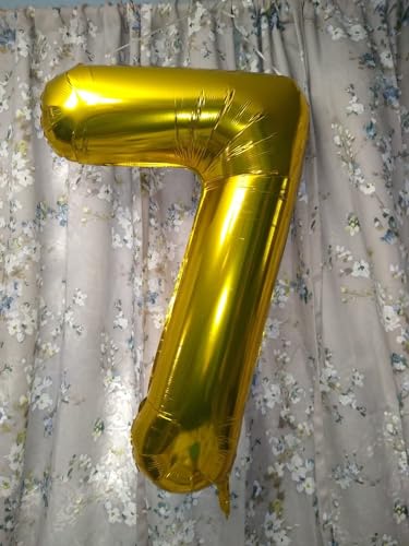 Image of 7 Balloon Numbers Birthday Decorations, 40In Gold Balloons for Men Women | Eye-catching Appearance, Perfect Decorative Centerpieces, Convenient Self-sealing Structure, Widely for Various Occasions