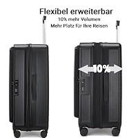 Koffer Set M/L/XL Hartschalenkoffer Erweiterbar Frontöffnung TSA Schwarz – Ansicht 9