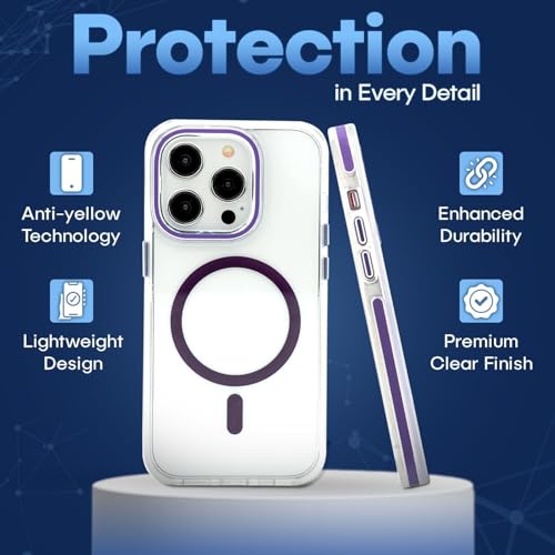 Image of MINTZZ ️ for iPhone 14 Pro Case, Compatible with MagSafe, Military-Grade Protection, Yellowing Resistant, Scratch-Resistant TPU Back, Magnetic Phone Case for iPhone 14 Pro Clear Purple