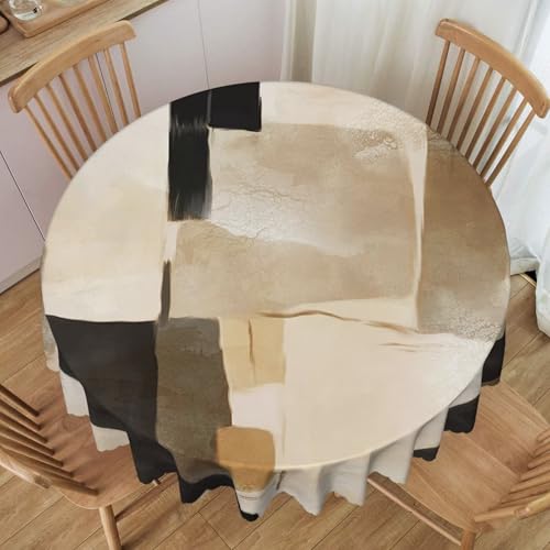 DOUYINSI 60-inch round tablecloth with modern abstract art print