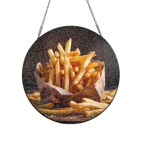 Poezjzw Stained Glass Window Hanging - French Fried Potatoes Sun