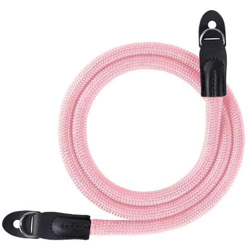 flintronic Sangle Appareil Photo, Bandoulière en Corde en Nylon, Courroie de Cou pour Appareil Photo, pour Canon, Appareils Photo pour Les Caméras Nikon, Sony, Fujifilm, Olympus, Leica Rose - 102 cm