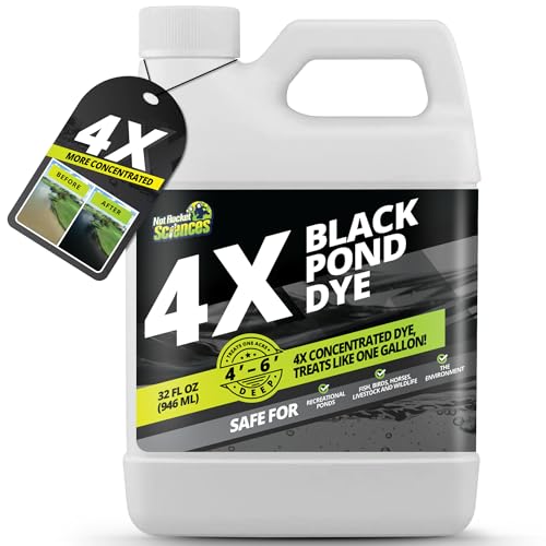 32oz Reflective Black Pond Dye 4X Concentrate Pond Dye Black Natural Looking and Long Lasting Liquid Lake Colorant Protects Against Sunlight - Ideal for Fish Birds and Wildlife