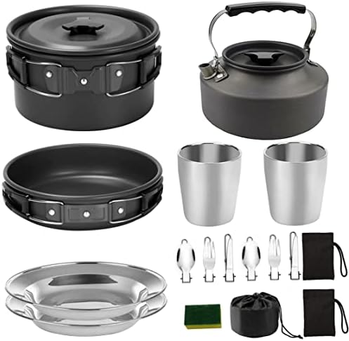 Conjuntos de cozinha para acampamento, panela, copos, pratos, gar...