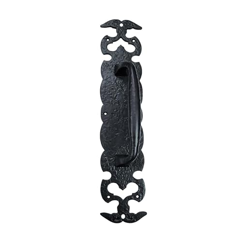 Adonai Hardware "Lydda Heavy Duty Antique Cast Iron Decorative Door Pull with Plate (1, Black Powder Coated) for Vintage Sliding French Wooden Barn Doors, Gates, Fences, Farmhouse