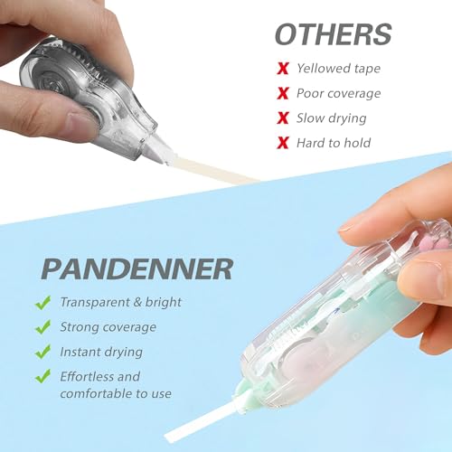PANDENNER Whiteout Correction Tape, Mini Retractable Whiteout Tape Pen, Aesthetic Cute Whiteout Pen,Cute Correction Tape for Back to School Supplies.