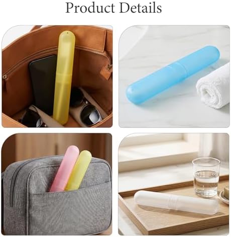 PATKAW 10pcs Travel Toothbrush Case Holder for Home and Hotel Bathrooms Cylindrical Pp Toothbrush Holder with Frosted Surface Prevents Touching Surfaces and Easy to Clean — view 8