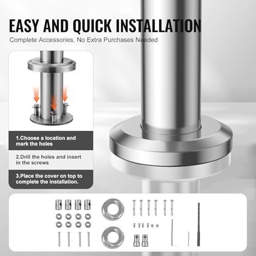 VEVOR Handläufe für Außentreppen, 80 cm Länge, 2 Querstangen, Treppenhandlauf-Set, Übergangsgeländer aus Edelstahl mit Montagesatz, doppelsäulige Treppenhandläufe für Senioren, Veranda und Terrasse