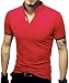 LOGEEYAR Mens Short-Sleeve Slim Fit Cotton Pique Polo Shirt,Large,1-red