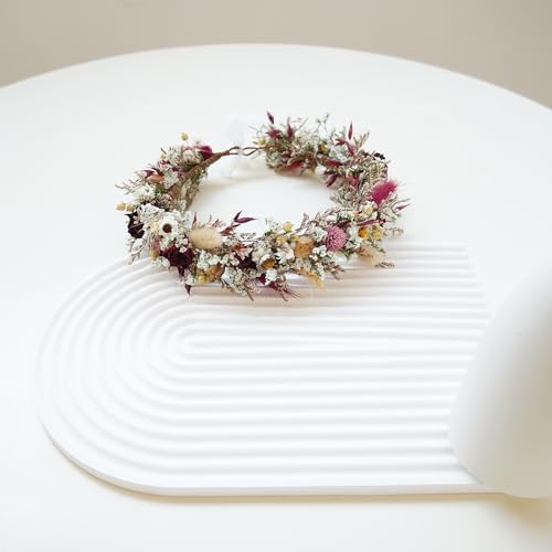 Corona de flores secas para boda miniatura 4