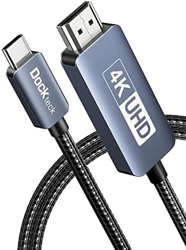 dockteck USB C to HDMI Cable, Type C to HDMI, 10Ft Thunderbolt 3/4 to hdmi 4K[60Hz] Braided Cord, High-Speed HDR USB C to Hdmi Cable for MacBook Pro/Air, iPad Air 4/iPad Pro 2021/iMac/S20/XPS 15/Dell