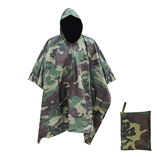 HYCOPROT Regenponcho 3 in 1 Multifunktionaler Wasserdicht Ripstop Wiederverwendbar Regencape, Regenponcho mit kapuze Regenmantel für Jagd, Trekking, Camping, Angeln (Blume Tarnung) Cover