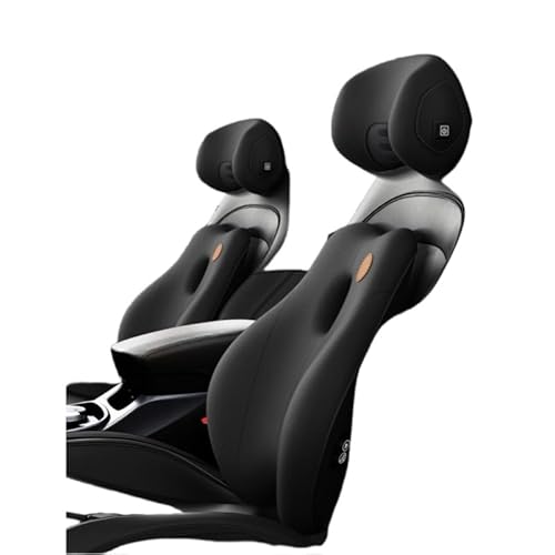 ヘッドレスト 腰クッション 100%低反発素材 &ランバーサポートクッションセット背もたれクッション ネックパッド 腰サポート 頚椎サポート 洗濯可能 通気性 長時間運転に車用品/オフィス/自宅用(グレー) (第5世代 標準ヘッドレスト + ランバーサポー