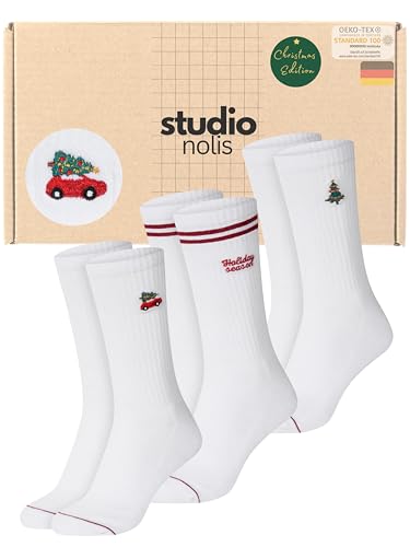 Studio Nolis Weihnachtssocken 3er Set Weihnachts Tennissocken Geschenk...