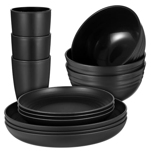 PRETYZOOM 1Set Straw Dinnerware Set Plates Bowls for Camping Outdoor Dining Dorm Use Easy to Clean Versatile Dishes for All Occasions