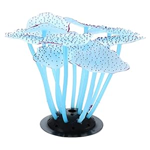 VOCOSTE Silicone Glowing Aquarium Mushroom Coral, for Fish Tank, Blue