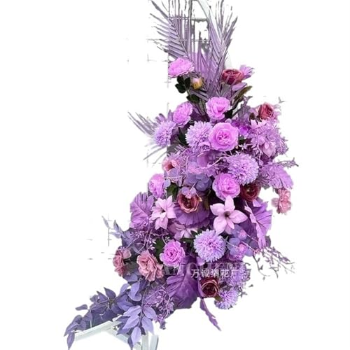 Wedding Flower Simulation Artificia Silk Flowers Arch Round Pavilion Art Window Decoration Wedding Props T Stage Leaf(High purple M)