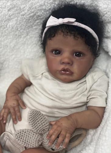 Muñeca reborn negra realista 48 cm para niñas 3+ miniatura 6